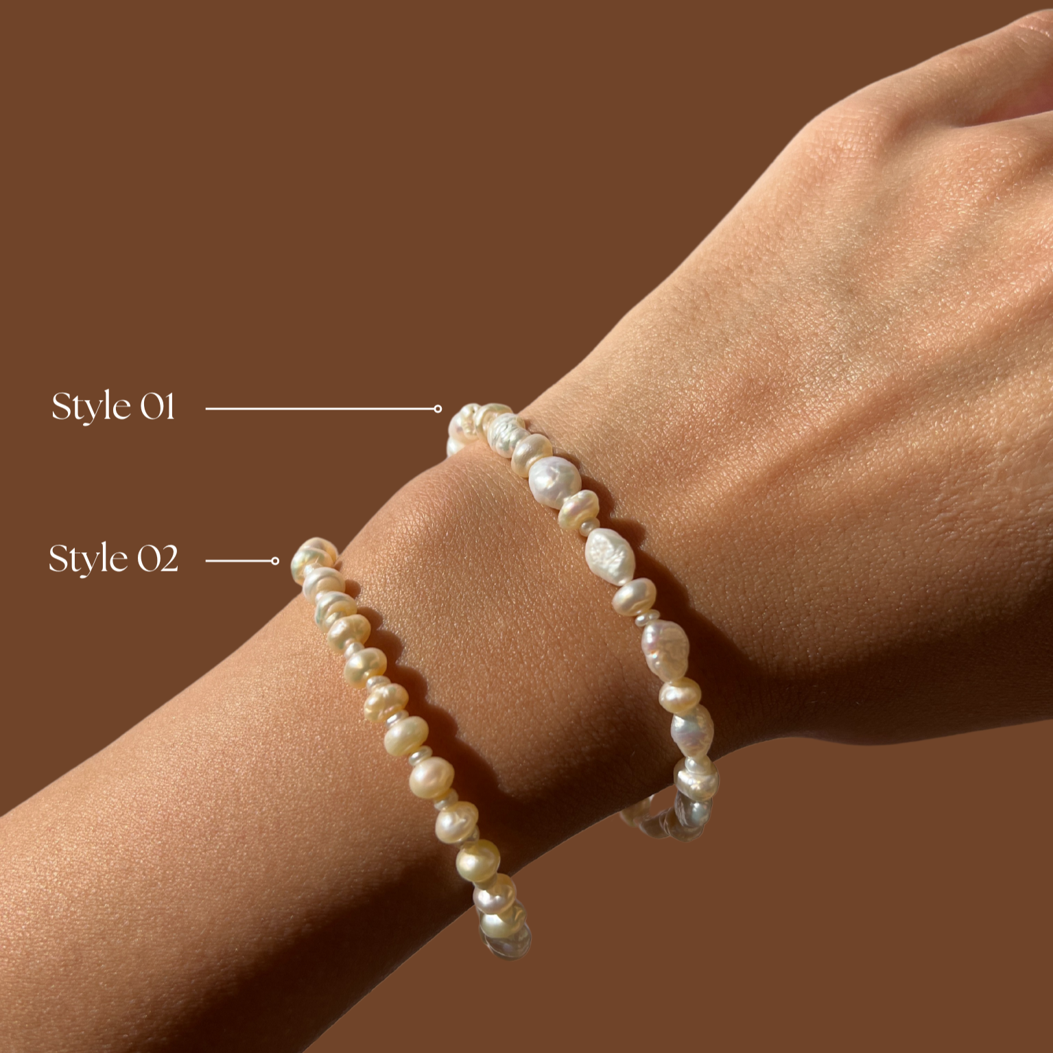 Two pearl bracelets t, showcasing different styles