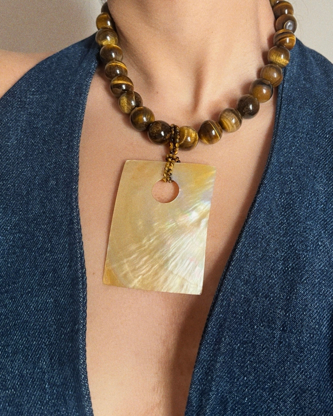Eyes Of The Tiger - Yellow Shell Necklace