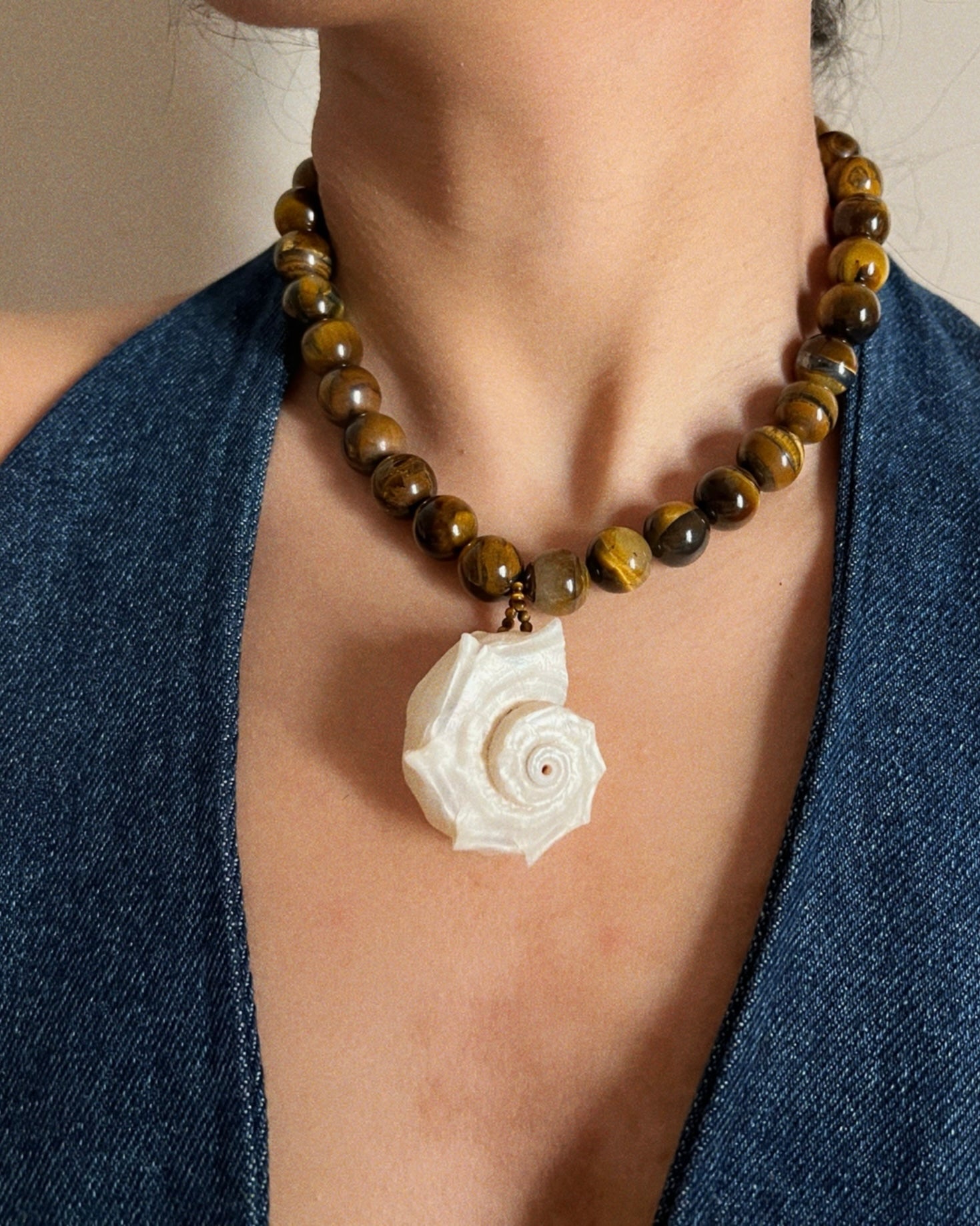 Eyes Of The Tiger - White Shell Necklace