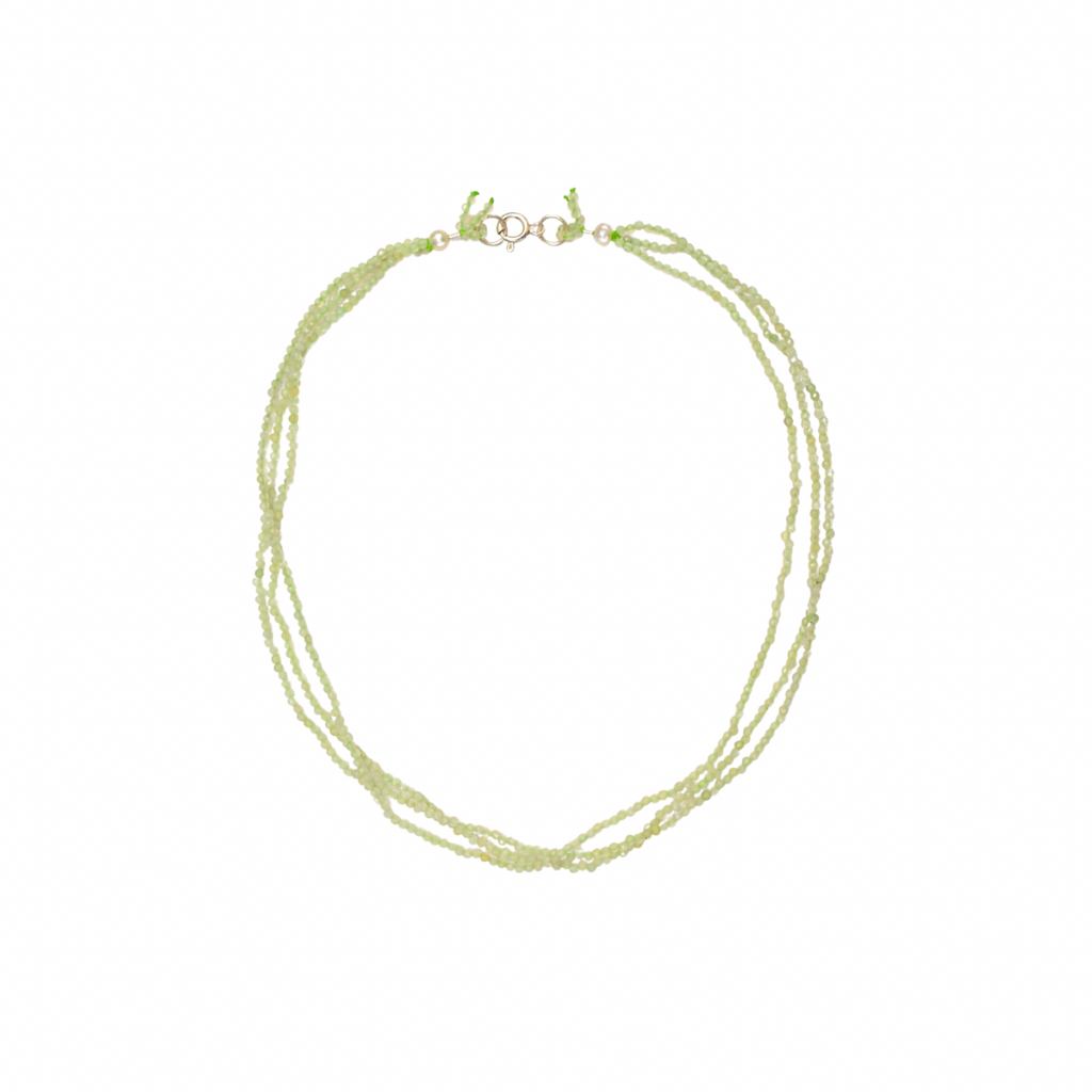 mint green three layered necklace