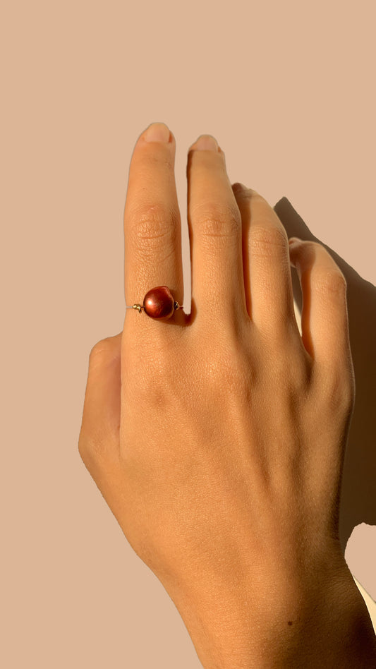 Red pearl ring